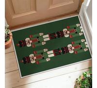 Nutcracker Runner Rug, Christmas Festive Soldier Green Christmas Green Non-Slip Indoor Doormat Accents Rug Non Shedding for Kitchen Entryway Laundry Hallway Decor 2x3 Ft