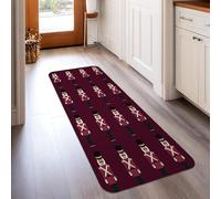 Nutcracker Runner Rug, Christmas Festive Soldier X Marks Christmas Burgundy Non-Slip Aesthetic Rectangle Home Floor Carpet for Kitchen Entryway Bathroom Doorway Decor 2x5 Ft