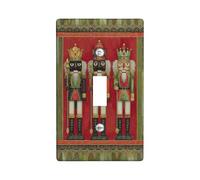 Nutcracker Single Light Switch Cover Plate, Christmas Traditional Royal Staff Xmas Red Plastic Standard Size Decorative Wall Plates for Living Room Bedroom Home Office Decor (Single)