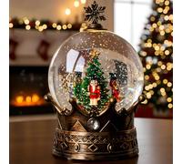 Nutcracker Snow Globe, Musical Crown Water Lantern with Swirling Glitter with Swirling Glittering Christmas Home Decoration and Gift, Battery Operated or USB Powered