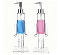 Nutcracker Soap Dispenser, 2 x Acrylic Christmas Decorative Hand Pump, Refillable, Transparent Christmas Lotion Container for Kitchen, Bathroom, Counter Decoration, 9.5 x 9.5 x 30 cm