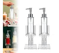 Nutcracker Soap Dispenser,Clear Acrylic Nutcracker Soap Dispenser,Decorative Refillable Christmas Hand Soap Bottle,Festive Wash Liquid Lotion Pump for Bathroom & Kitchen Holiday Decor Gift (2)