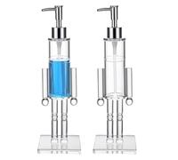 Nutcracker Soap Dispenser,Transparent Acrylic Christmas Nutcracker Shape Soap Dispenser, Decorative Refillable Hand Soaps Bottle, Clear Wash Liquid Lotion Bottle With Pump for Bathroom Kitchen-2PCS