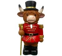 Nutcracker Soldier Highland Cow Figurines - Resin Animal Statues for Home, Office, or Garden Decor