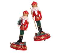 Nutcracker Soldier Tabletop Ornament Plastic Christmas Music Box 2pcs
