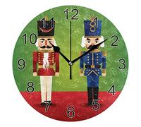 Nutcracker Soldier Wall Clock 9.5In Desk Clock Silent Non Ticking Clock Home Kitchen Decor for Bathroom Bedroom Office School