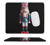 Nutcracker Soldier With English Flag Mouse Mat Portable Mousepads Stitched Edge Mouse Pads For Gaming Work Laptop 25X30Cm