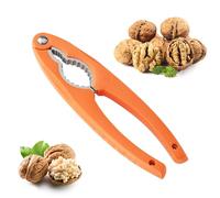 NutCracker, Stainless Steel Nut Crackers for All Nuts, Heavy Duty Nutcracker Tool for Walnet, Pencan, Chestnut, Crab, Lobster and More, Ergonomic Handle (Orange)