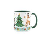 Nutcracker Suite Ballet Christmas Mug - White and Green Christmas Festive Reindeer Tea Coffee Gift Present