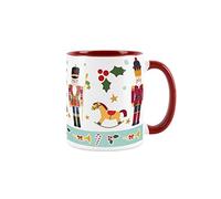 Nutcracker Suite Christmas Mug - White and Red Christmas Festive Holly Leaf Tea/Coffee Gift Present