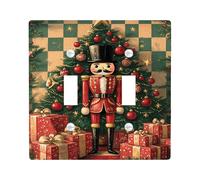 Nutcracker Switch Cover Plate Red Gold Holiday Christmas Festive Home Decor for Living Room Standard Size Double Rocker