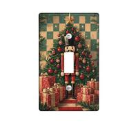 Nutcracker Switch Cover Plate Red Gold Holiday Christmas Festive Home Decor for Living Room Standard Size Single Rocker