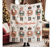Nutcracker Throw Blanket, Christmas Festive Royal Christmas Tree Green Fuzzy Blanket Compact Decorative Aesthetic for Couch Sofa Bed Car Lap Chair Office Desk 50x60 Inch