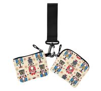 Nutcracker Toy Soldier Women's Coin Pouches Card Holder Slim Detachable Identity Card Protector with Zipper Pocket for Women 2 Pcs