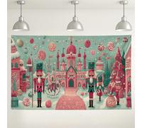 Nutcracker Winter Wonderland Backdrop, Cute Holiday Decorations for Christmas Parties, Colorful Indoor/Outdoor Photo Background for Festive Celebrations 71x43 Inch