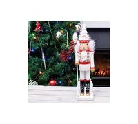St Helens Home & Garden Nutcracker with Staff Christmas Decoration 40cm Height - Wonderfully Festive with Vibrant Colour Detail