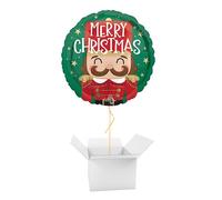 Nutcracker Workshop Christmas Round Foil Helium Balloon - Inflated Balloon in a Box
