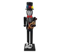 Nutcrackers Figures Day Of The Dead - 450g Wooden Nutcracker Model, Skeleton Doll with Cat Decor, Halloween Festival Figurine | Holiday Sculpture Accent for Mantel, Tabletop, Home Room Seasonal Set