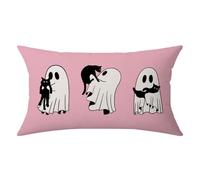 NUTEEN Pink Halloween Pillow Covers 20x12 Inch Cute Ghost Holding Black Cats Throw Pillowcases Cushion Cover for Couch Bedroom Outdoor Farmhouse Decor Lumbar