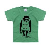 Nutees Banksy Keep It Real Monkey Street Art Kids T-Shirt (Irish Green), 14 Years