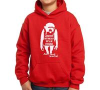 Nutees Banksy Laugh Now Monkey Art Funny Ape Kids Hoodie (Red), 14 Years