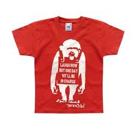 Nutees Banksy Laugh Now Monkey Art Funny Ape Kids T-Shirt (Red), 6 Years