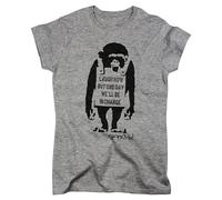 Nutees Banksy Laugh Now Monkey Art Funny Ape Women T-Shirt (Sports Grey), Small