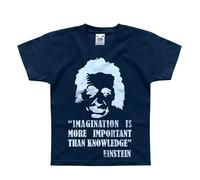 Nutees Einstein Imagination is More Important Than Knowledge Kids T-Shirt (Navy), 12 Years