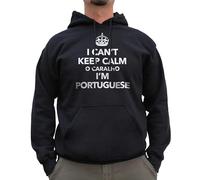 Nutees I Can't Keep Calm I'm Portuguese, Portugal Hoodie (Black), X-Large