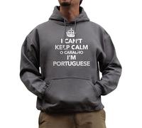 Nutees I Can't Keep Calm I'm Portuguese, Portugal Hoodie (Charcoal Grey), Large