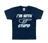 Nutees I'm with Stupid Festival Drinking Kids T-Shirt (Navy), 6 Years