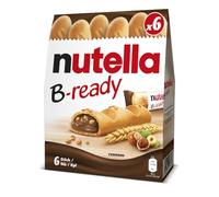 Nutella B-Ready Hazelnut Biscuit Snack Bars, Bulk Chocolate Gift, Wafer Filled with Hazelnut Spread and Cocoa, Pack of 16 x 6 x 22g