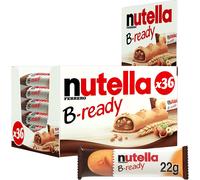 Nutella B-Ready Hazelnut Biscuit Snack Bars, Bulk Chocolate Gift, Wafer Filled with Hazelnut Spread and Cocoa, Pack of 36 x 22g