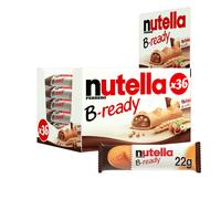 Nutella B-Ready Hazelnut Biscuit Snack Bars, Bulk Chocolate Gift, Wafer Filled with Hazelnut Spread and Cocoa, Pack of 36 x 22g