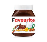 Nutella Custom Text Sticker Wrapper For Jar Chocolate Gift Set - Matte Vinyl Stickers & Labels for 350 g Hazelnut Spread Jars - Birthday Hamper & Christmas Gifts (Favourite (fits jar 350 g))