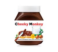 Nutella Custom Text Sticker Wrapper For Jar Chocolate Gift Set - Matte Vinyl Stickers & Labels for 350 g Hazelnut Spread Jars - Birthday Hamper & Christmas Gifts (Cheeky Monkey (fits jar 350 g))
