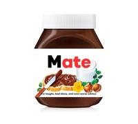 Nutella Custom Text Sticker Wrapper For Jar Chocolate Gift Set - Matte Vinyl Stickers & Labels for 350 g Hazelnut Spread Jars - Birthday Hamper & Chocolate Gifts (Mate (fits jar 350 g))