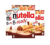 Nutella B-Ready Hazelnut Biscuit Snack Bars, Bulk Chocolate Gift, Wafer Filled with Hazelnut Spread and Cocoa, Pack of 16 x 6 x 22g
