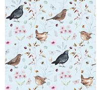 Nutex Fabric - Birdsong Garden Birds on Blue - Quilting Dressmaking Craft Fabric Material Metre
