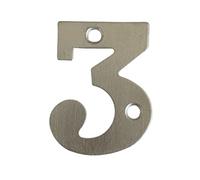 Nutfield Hardware 2 Inch / 50mm House Numbers Satin Aluminium Door Numbers Screw Fixed Mailbox Office Hotel House Door Number 3 with Mounting Screws for Walls, Doors, and Gates