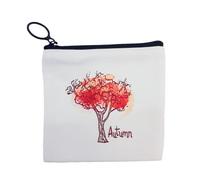 NUTFORD Canvas Purse Pouch Bag, Four Season Themed, 12oz Canvas, Vintage Zip Design, for Money Coin Accessories Holder or DIY Craft, for Women Men Kids (Autumn)