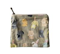 NUTFORD Multifunctional Printed Cotton Zipper Purse Pouch Bag with Cotton Lining for The Storage of Coins and Notes, Cosmetic Accessories, Small Electronics Accessories, Keys, etc.. (D)