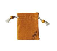 NUTFORD Zen Style Drawstring Burlop Pouch with Real Wood Beads Lotus Print Powder-Leak-proof Lining Suitable for Containing Jewellrey, Dried Herbs etc. (Small-Orange)