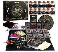 Nutgun Large Witchcraft Supplies Kit 60 PCS, Wiccan Supplies and Tools Including Witchcraft Herbs, Spell Candles, Crystals, Guidebook, Witch Altar