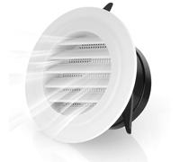 NUTKIT 100mm/ 4 Inch Round Louvred Air Vents, Duct Dryer Vent Cover with Flyscreen Mesh, Round ABS Air Vent Grille Cover for Wall Ceiling, Bathroom, Kitchen