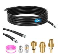 NUTKIT 10m High Pressure Washer Drain Hose Cleaning Kit with 5 Accessories