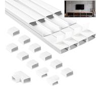 NUTKIT 2.4m Cable Trunking Kit, Cable Cover for Cord(L300mm,W25mm H13mm) | White Wire-trunking for Electric-cables, Self Adhesive Trunking for TV cables, Cable Tidy Management to Hide Wires On Wall-8X