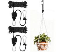 NUTKIT 2 Pack Tent Guy Ropes, 4 mm Ratchet Guy Ropes With Rope Tensioner, 4 M Portable Adjustable Fix Camping Rope, Tent Guide Guyline Ropes For Camping, Hiking, Awning, Grow Lights(4mm*4M)