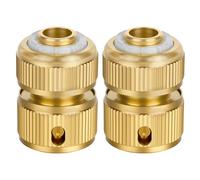 NUTKIT 2PC Brass Hose Connector, Garden Hose End Quick Connector, 1/2 Inch Hose-Connector, Hosepipe Connectors and Fittings, Metal Water Hose Connector for Gardening, Car Washing, Home Watering
