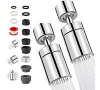 NUTKIT 2pc Kitchen Tap Spray Head, 360° Kitchen Sink Faucet Aerator, Silver | Tap Aerator with 2 Functions Modes, Universal Tap Adapter Attachment with Connector Adapter, for Kitchen Bathroom